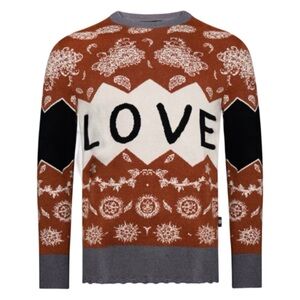 NWT THE HIDEOUT CLOTHING LOVE PAISLEY KNIT HOLIDAY SWEATER